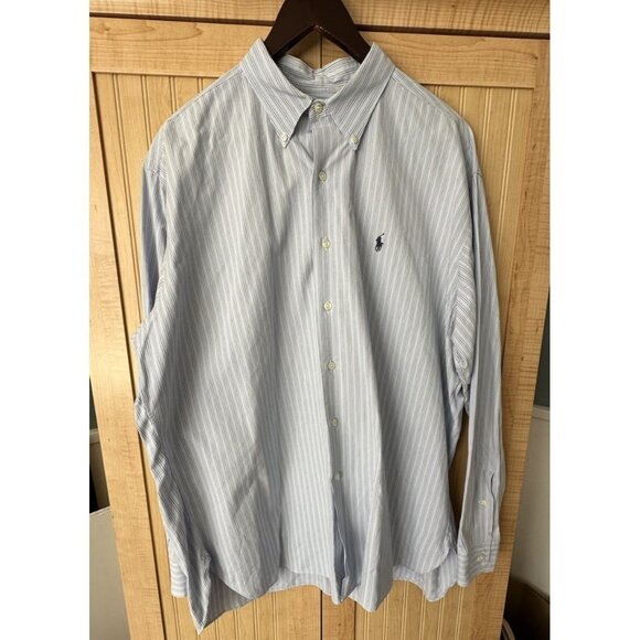 Ralph Lauren McMeel Shirt Mens Size XL Blue Striped Long Sleeve Button Up Cotton - Picture 2 of 8